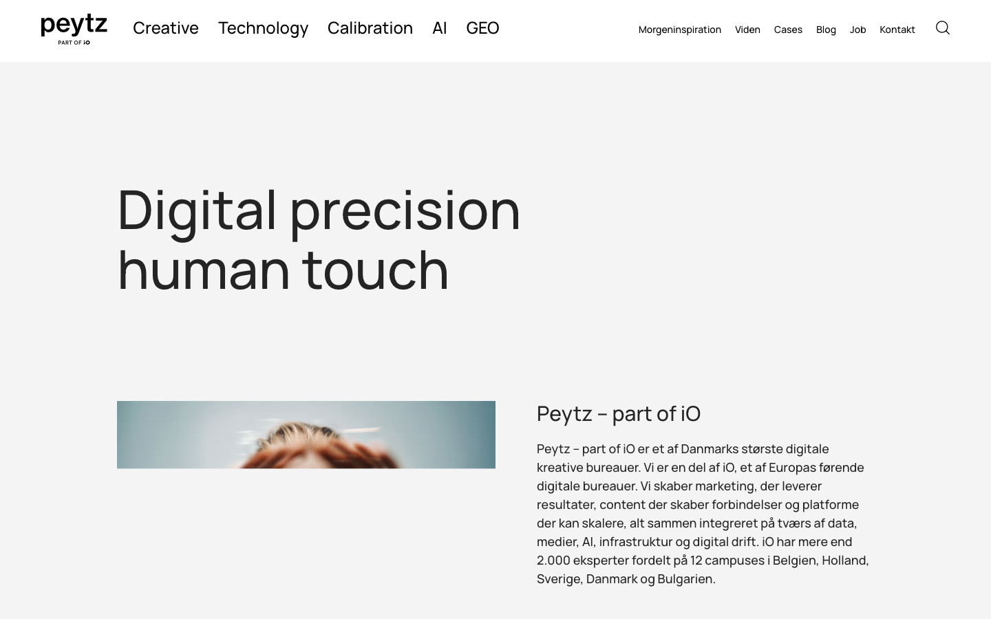 Skærmbillede af Peytzs website