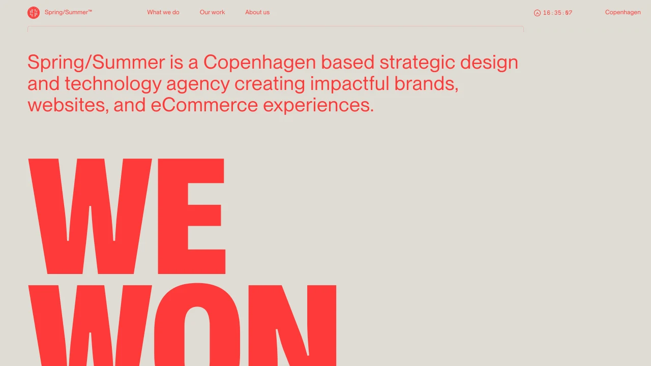Skærmbillede af Spring/Summers website